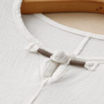 Buddha Stones Colorblock Side Slit  Frog-Button Cotton Linen Half Sleeve Women's Shirt With Pockets - image 19