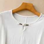 Buddha Stones Colorblock Side Slit  Frog-Button Cotton Linen Half Sleeve Women's Shirt With Pockets - image 17