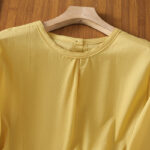 Buddha Stones Plain Lace Hem Single Breasted Button Cotton Linen Three Quarter Sleeve Women's Crew Neck Shirt - image 7
