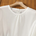 Buddha Stones Plain Lace Hem Single Breasted Button Cotton Linen Three Quarter Sleeve Women's Crew Neck Shirt - image 12