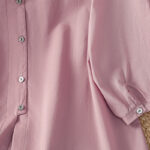 Buddha Stones Plain Lace Hem Single Breasted Button Cotton Linen Three Quarter Sleeve Women's Crew Neck Shirt - image 21