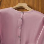 Buddha Stones Plain Lace Hem Single Breasted Button Cotton Linen Three Quarter Sleeve Women's Crew Neck Shirt - image 22