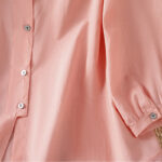 Buddha Stones Plain Lace Hem Single Breasted Button Cotton Linen Three Quarter Sleeve Women's Crew Neck Shirt - image 32