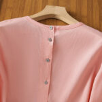 Buddha Stones Plain Lace Hem Single Breasted Button Cotton Linen Three Quarter Sleeve Women's Crew Neck Shirt - image 33