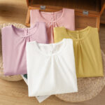 Buddha Stones Plain Lace Hem Single Breasted Button Cotton Linen Three Quarter Sleeve Women's Crew Neck Shirt - image 36
