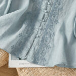Buddha Stones Casual Embroidery Frog-Button Polyester Half Sleeve Women's V-neck Shirt - image 11
