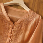 Buddha Stones Casual Embroidery Frog-Button Polyester Half Sleeve Women's V-neck Shirt - image 21