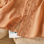 Buddha Stones Casual Embroidery Frog-Button Polyester Half Sleeve Women's V-neck Shirt - image 23