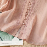 Buddha Stones Casual Embroidery Frog-Button Polyester Half Sleeve Women's V-neck Shirt - image 28