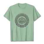 Buddha Stones Mandala Lotus Flower Pattern Tee T-shirt - PaleGreen - 2XL - image 15