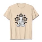 Buddha Stones Seated Buddha Lotus Flower Pattern Tee T-shirt - Bisque - 2XL - image 11