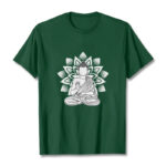 Buddha Stones Seated Buddha Lotus Flower Pattern Tee T-shirt - ForestGreen - 2XL - image 1