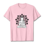 Buddha Stones Seated Buddha Lotus Flower Pattern Tee T-shirt - LightPink - 2XL - image 13