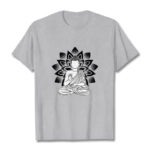 Buddha Stones Seated Buddha Lotus Flower Pattern Tee T-shirt - LightGrey - 2XL - image 20