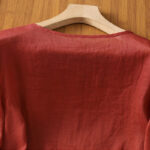 Buddha Stones Casual Embroidery Flowers Cotton Polyester Half Sleeve Women's Crew Neck Shirt - image 5