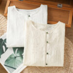 Buddha Stones Casual Embroidery Hollow Cotton Polyester Half Sleeve Women's Crew Neck Shirt - image 17