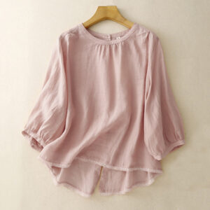 Buddha Stones Casual Plain Women's Crew Neck Design Cotton Polyester T-shirt - Pink - US14，UK/AU18，EU46 (2XL) - image 1