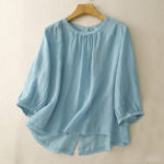 Buddha Stones Casual Plain Women's Crew Neck Design Cotton Polyester T-shirt - LightSkyBlue - US14，UK/AU18，EU46 (2XL) - image 7