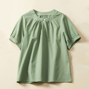 Buddha Stones Casual Plain Button Women's Short Sleeve Cotton Linen T-shirt - MediumSeaGreen - US14，UK/AU18，EU46 (2XL) - image 1