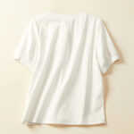 Buddha Stones Casual Plain Button Women's Short Sleeve Cotton Linen T-shirt - image 4