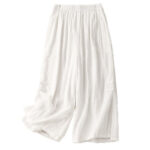 Buddha Stones Frog-Button Hem Slit Design Women's Wide Leg Cotton Linen Pants With Pockets - image 14