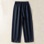 Buddha Stones Casual Embroided Bead Drawstring Women's Wide Leg Cotton Pants With Pockets - image 2