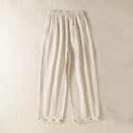 Buddha Stones Casual Embroided Bead Drawstring Women's Wide Leg Cotton Pants With Pockets - Beige - US8-10，UK/AU12-14，EU40-42 (2XL) - image 13