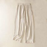 Buddha Stones Casual Embroided Bead Drawstring Women's Wide Leg Cotton Pants With Pockets - image 14
