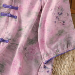 Buddha Stones Casual Printing Floral Plain Chinese Frog-Button Women's Cotton Shirt - image 20