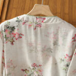 Buddha Stones Casual Printing Floral Plain Chinese Frog-Button Women's Cotton Shirt - image 4