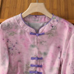 Buddha Stones Casual Printing Floral Plain Chinese Frog-Button Women's Cotton Shirt - image 18