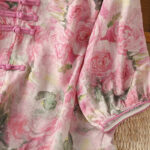 Buddha Stones Casual Printing Floral Plain Chinese Frog-Button Women's Cotton Shirt - image 12