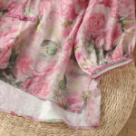 Buddha Stones Casual Printing Floral Plain Chinese Frog-Button Women's Cotton Shirt - image 14