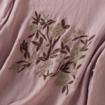 Buddha Stones Retro Embroidery Floral Three Quarter Sleeve Women's Cotton T-Shirt - image 29