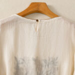 Buddha Stones Retro Embroidery Floral Three Quarter Sleeve Women's Cotton T-Shirt - image 5
