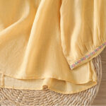 Buddha Stones Vintage Embroidery Button Notched Neck Women's Cotton Shirt - image 7