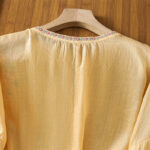 Buddha Stones Vintage Embroidery Button Notched Neck Women's Cotton Shirt - image 4