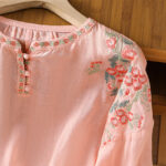 Buddha Stones Vintage Embroidery Button Notched Neck Women's Cotton Shirt - image 11