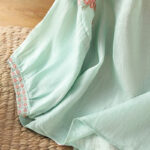 Buddha Stones Vintage Embroidery Button Notched Neck Women's Cotton Shirt - image 30