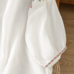 Buddha Stones Vintage Embroidery Button Notched Neck Women's Cotton Shirt - image 23