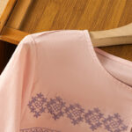 Buddha Stones Casual Embroidery Pleated Buttons Long Lantern Sleeve Women's Cotton Shirt - image 14