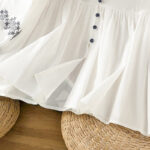 Buddha Stones Casual Embroidery Pleated Buttons Long Lantern Sleeve Women's Cotton Shirt - image 9
