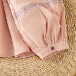 Buddha Stones Casual Embroidery Pleated Buttons Long Lantern Sleeve Women's Cotton Shirt - image 17