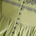 Buddha Stones Casual Embroidery Pleated Buttons Long Lantern Sleeve Women's Cotton Shirt - image 25