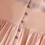 Buddha Stones Casual Embroidery Pleated Buttons Long Lantern Sleeve Women's Cotton Shirt - image 15