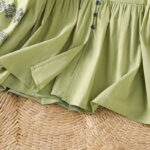 Buddha Stones Casual Embroidery Pleated Buttons Long Lantern Sleeve Women's Cotton Shirt - image 28
