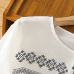 Buddha Stones Casual Embroidery Pleated Buttons Long Lantern Sleeve Women's Cotton Shirt - image 4