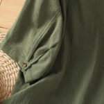 Buddha Stones Casual Plain Buttons Half Sleeve Women's Cotton Linen Shirt With Pocket - image 8