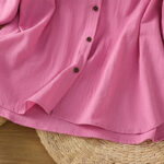 Buddha Stones Casual Plain Buttons Half Sleeve Women's Cotton Linen Shirt With Pocket - image 39