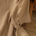 Buddha Stones Casual Plain Buttons Half Sleeve Women's Cotton Linen Shirt With Pocket - image 33